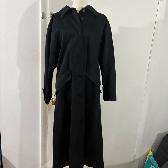 Vintage Braefair Women’s Sz 5/6 Button Down Trench Coat Black Waterproof